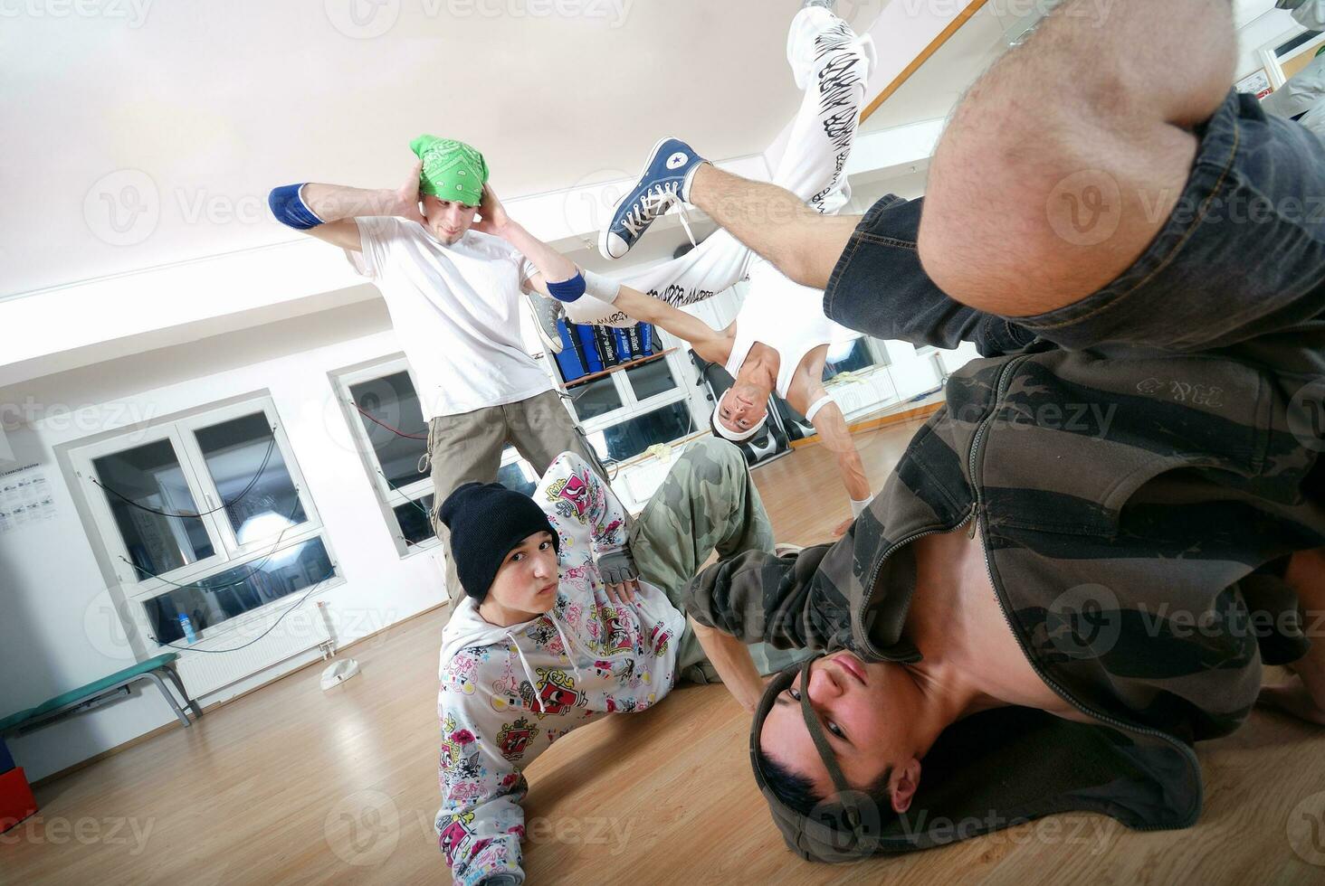 Teen group of break dancers photo