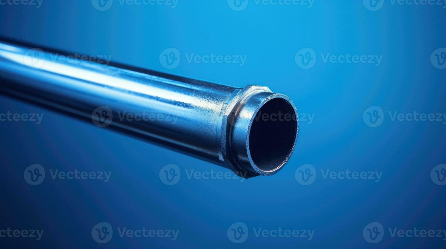 Metal pipe on a blue background. Banner for online store selling tools photo