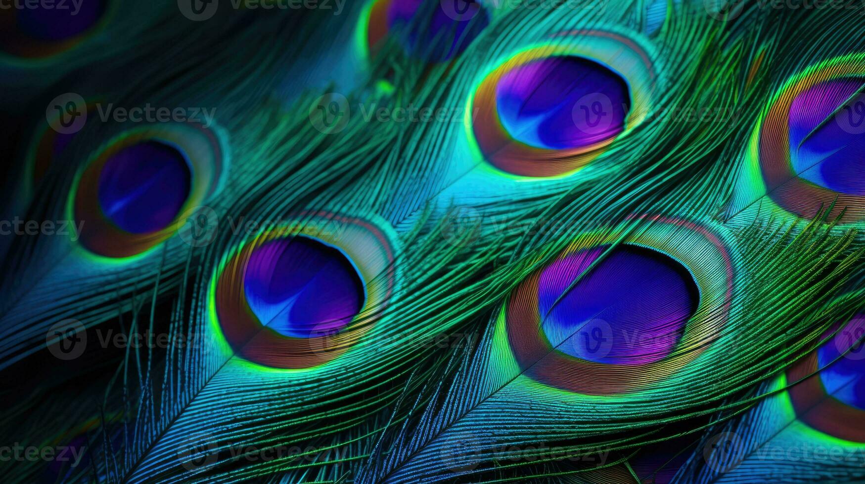 Beautiful multicolored peacock feathers, natural texture, background photo