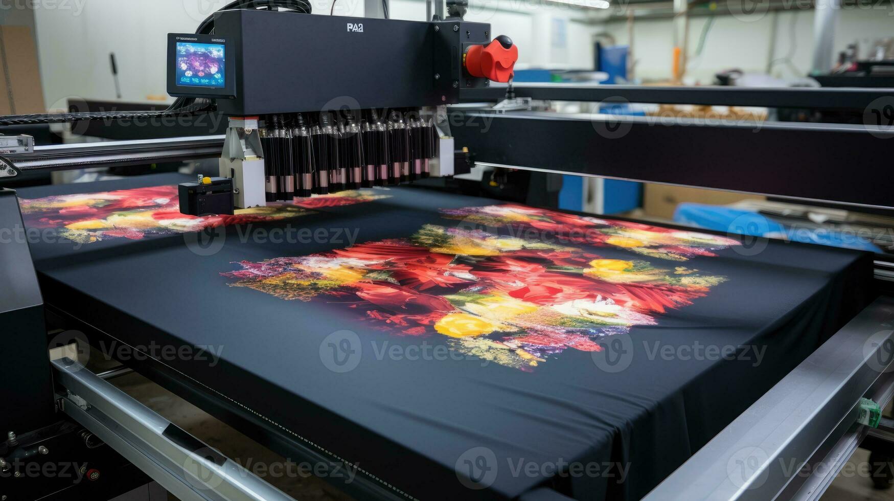 T-Shirt Printing Machine. Innovation shirt and textile printer. Production photo