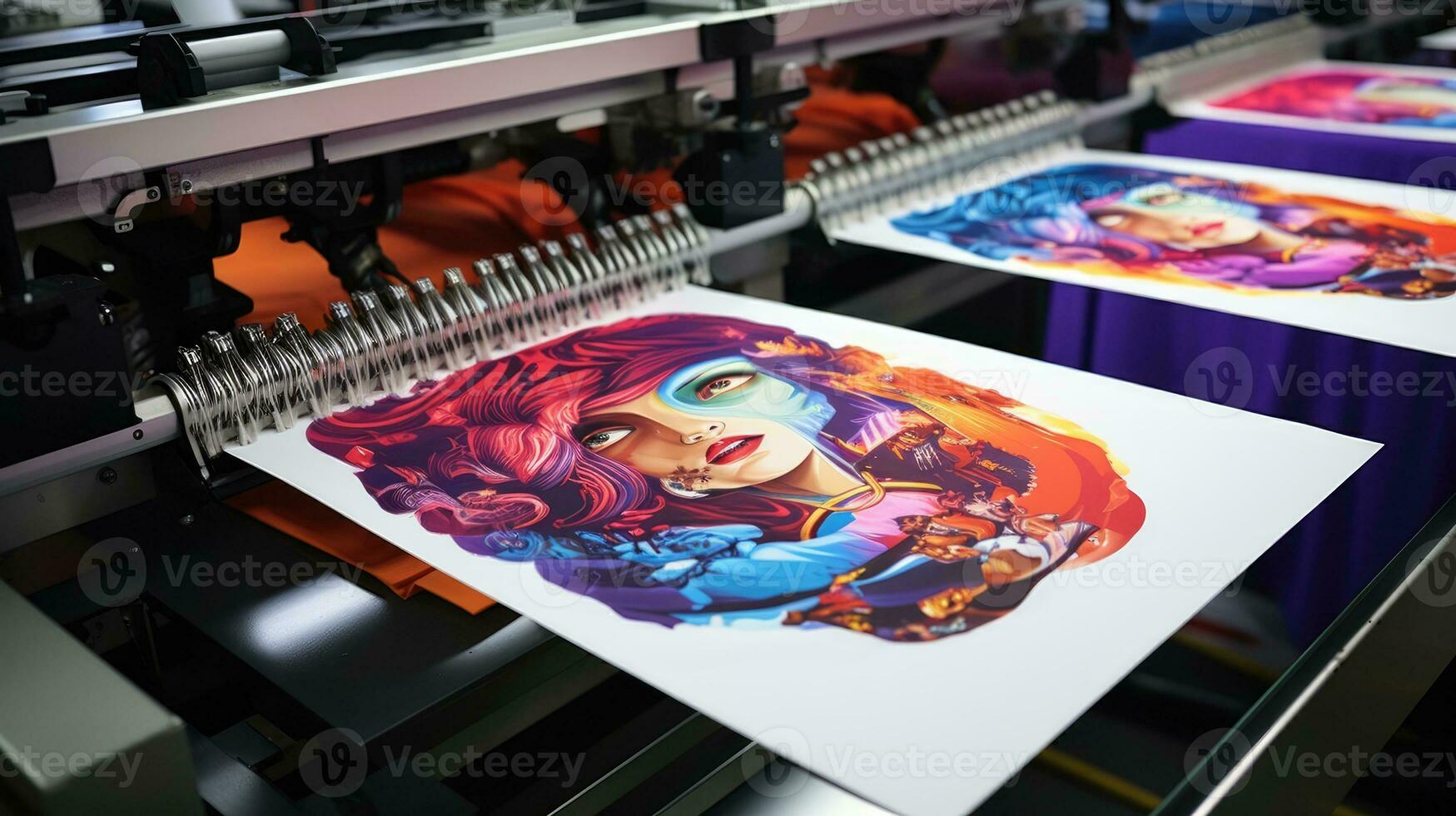 T-Shirt Printing Machine. Innovation shirt and textile printer. Production photo