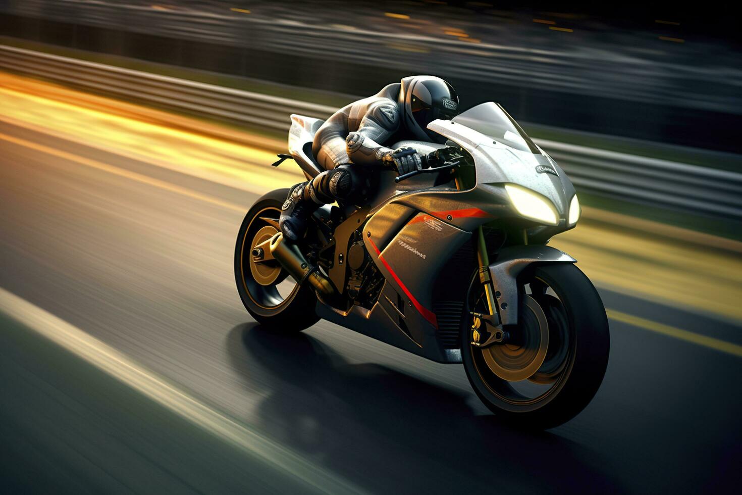 bike on racing track. Generative AI photo