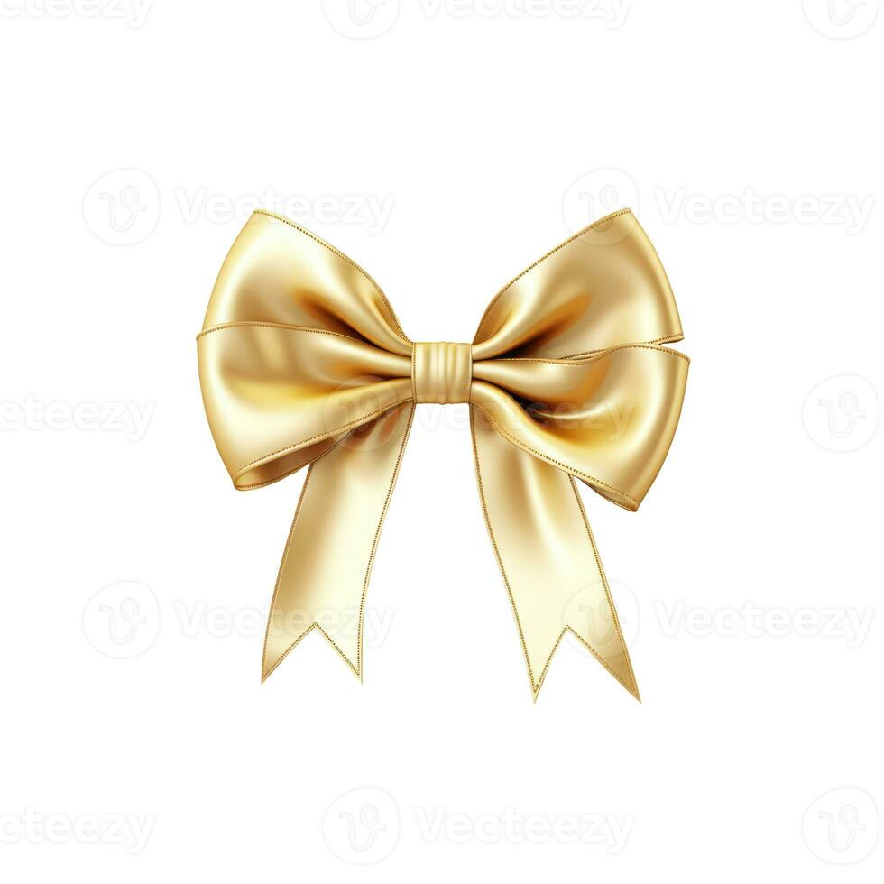 Gold ribbon with bow isolated on white AI Generative photo