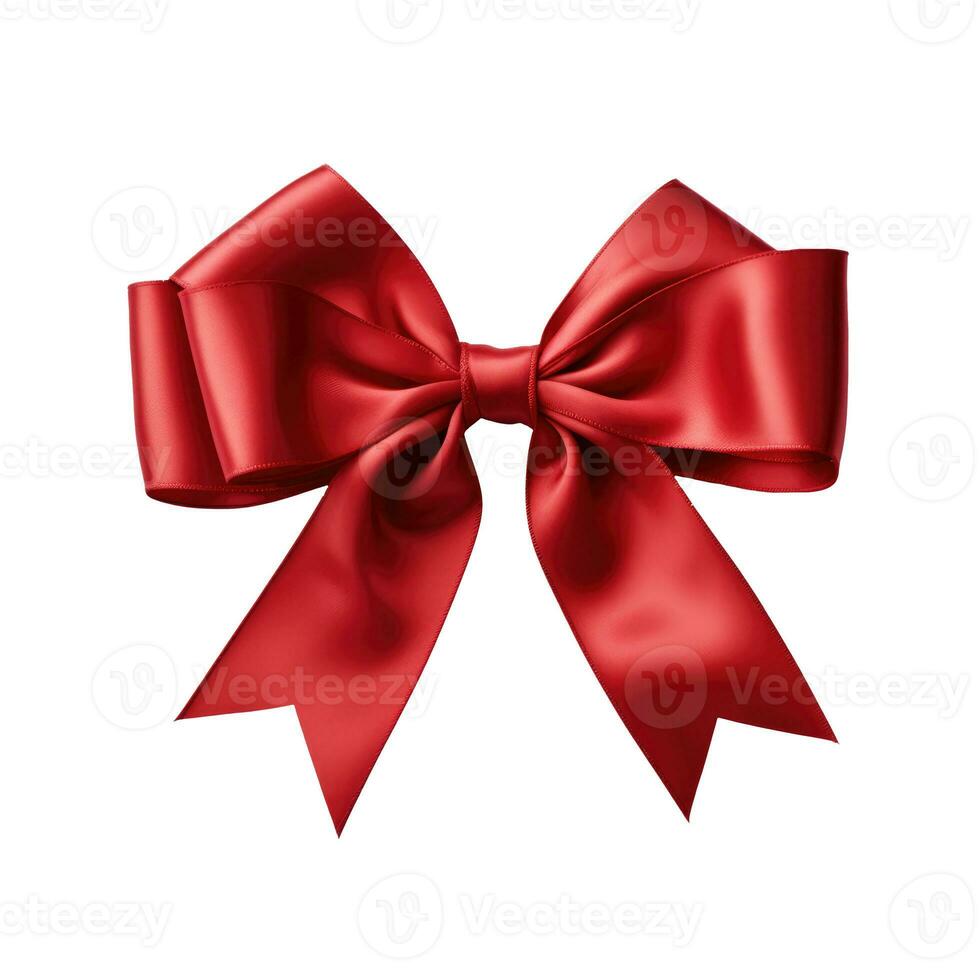 Red ribbon bow isolated on white background AI Generative photo