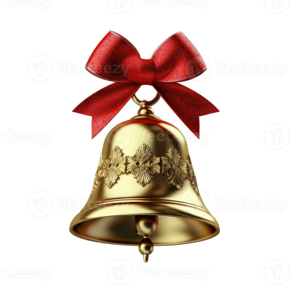 AI Generative Golden Christmas bell isolated on white background photo