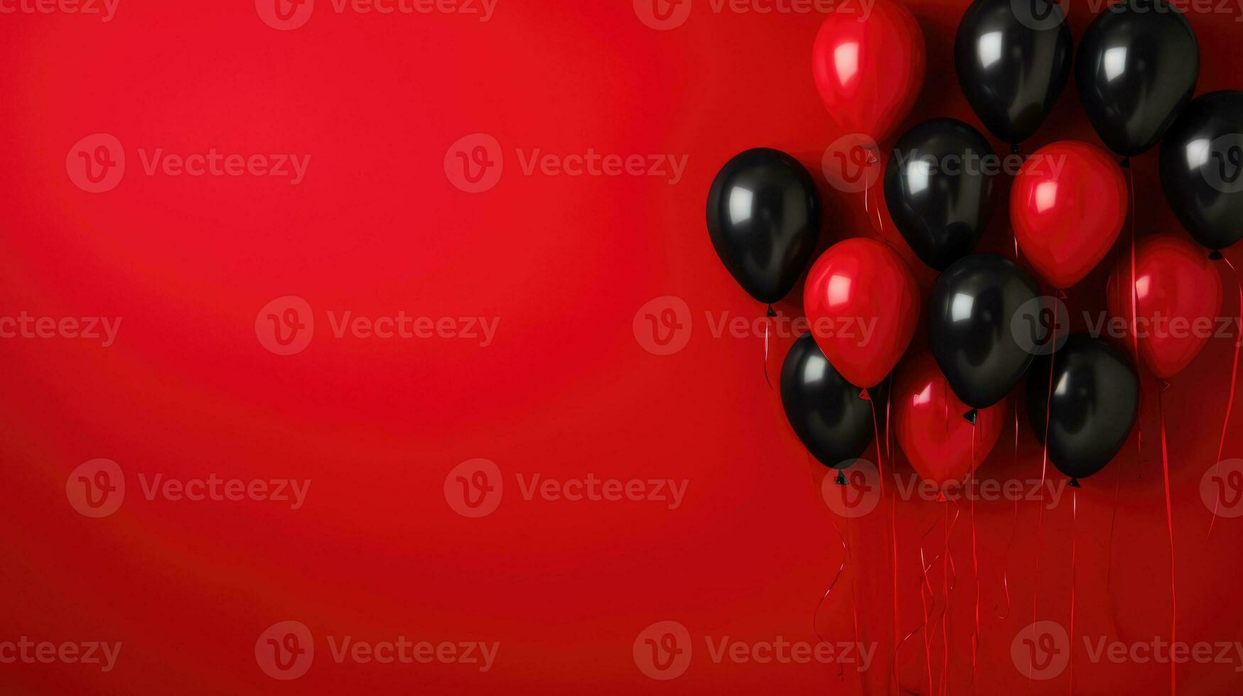 background with black and redballoons on red for black friday AI Generative photo