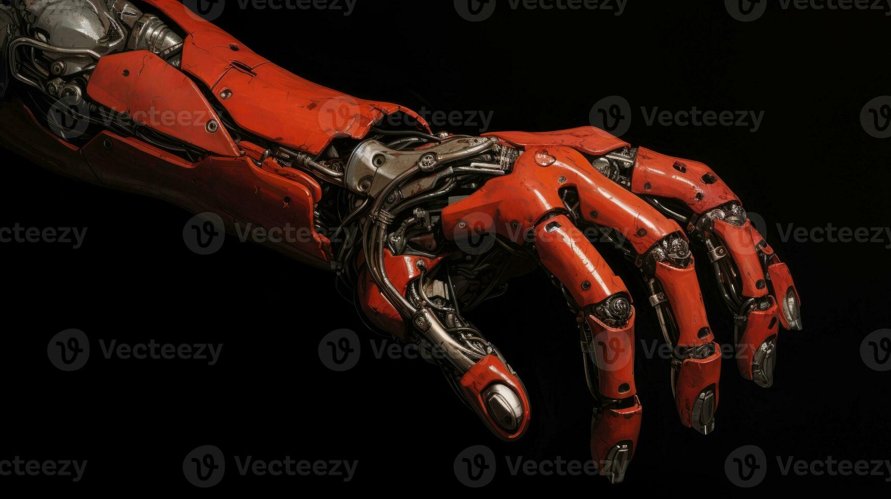 Cyborg hand, technology of artificial intelligence AI Generative photo