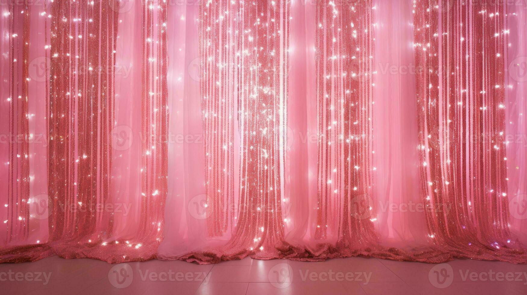 Pink glowing curtain. Background for holiday and ceremony. AI Generative photo