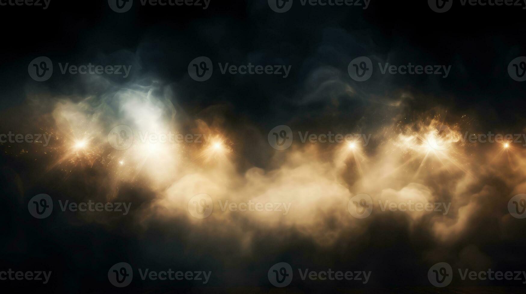 Stage light with colored spotlights and smoke. Concert and theatre dark AI Generative photo