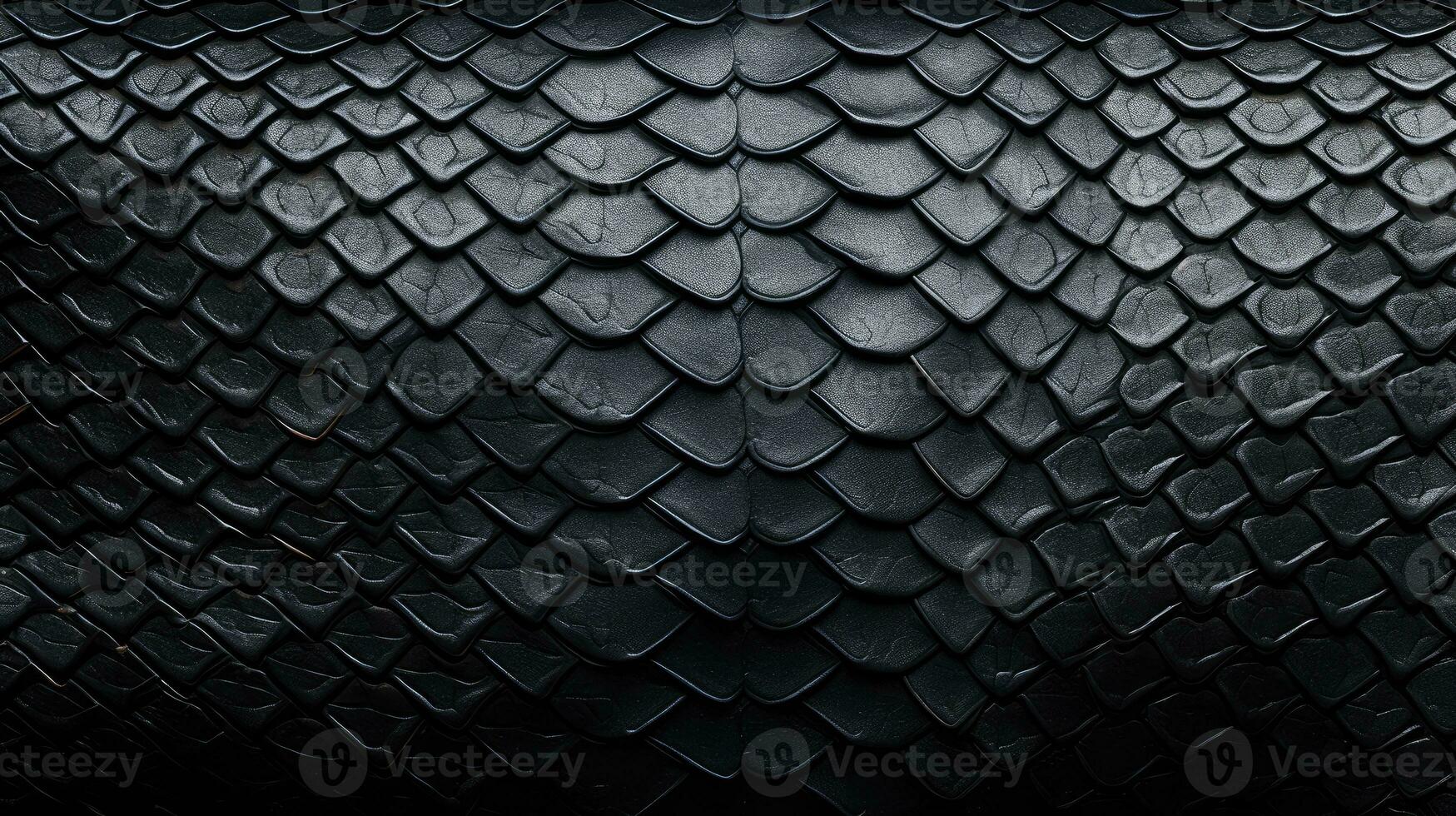 Background texture black leather reptiles. Snake skin or dragon AI Generative photo