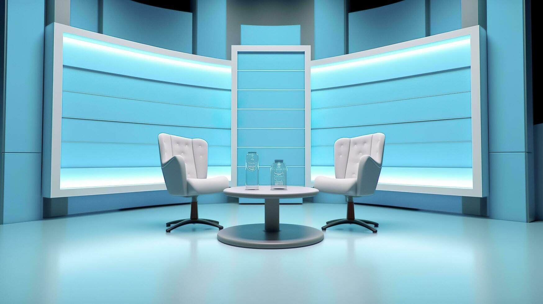 The Future of Game Shows. A Simple, Modern Setting with Two Chairs and a Whole Lot of Fun. AI Generative photo