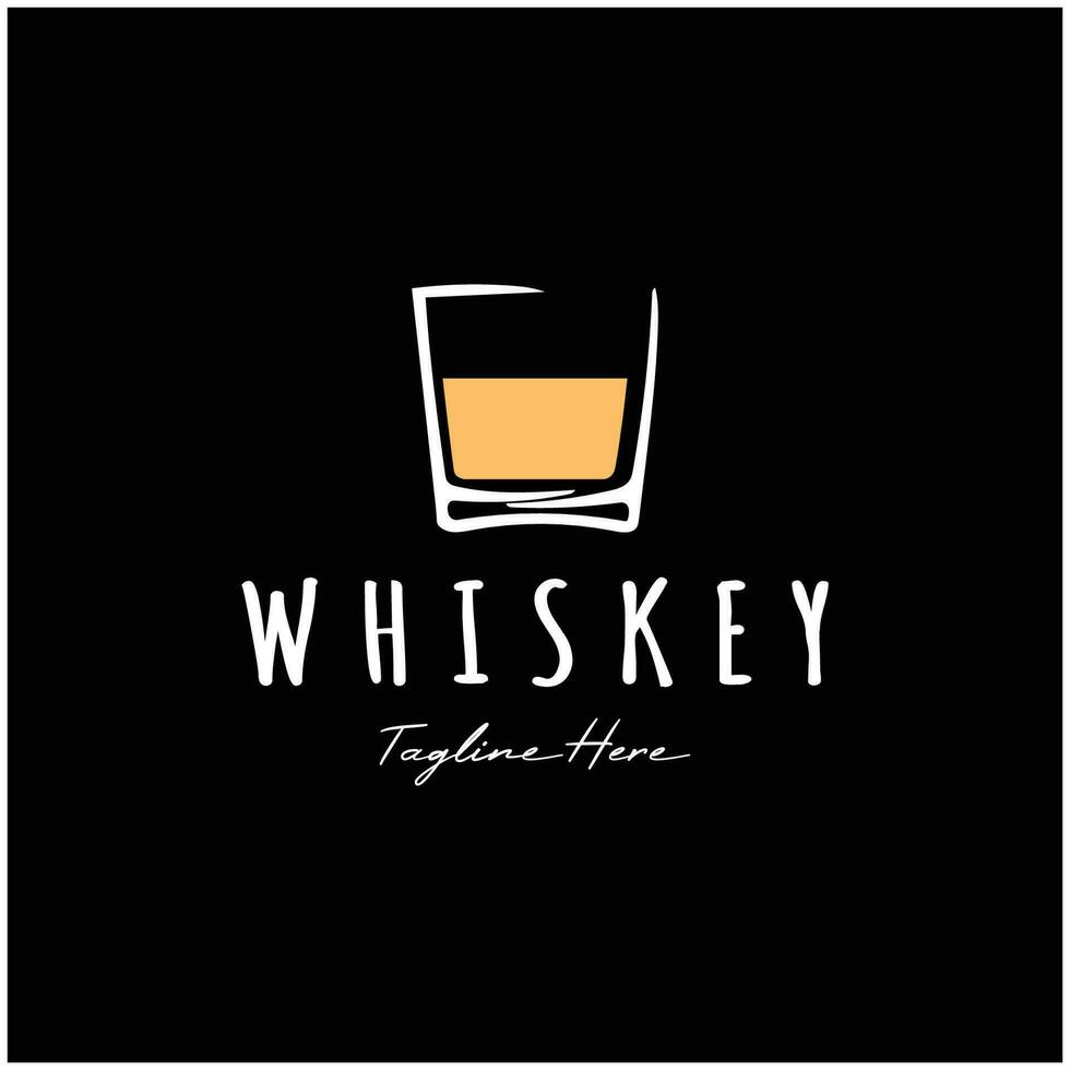 Vintage premium whiskey logo label with glass or beer. for drinks, bars, clubs, cafes, companies. vector