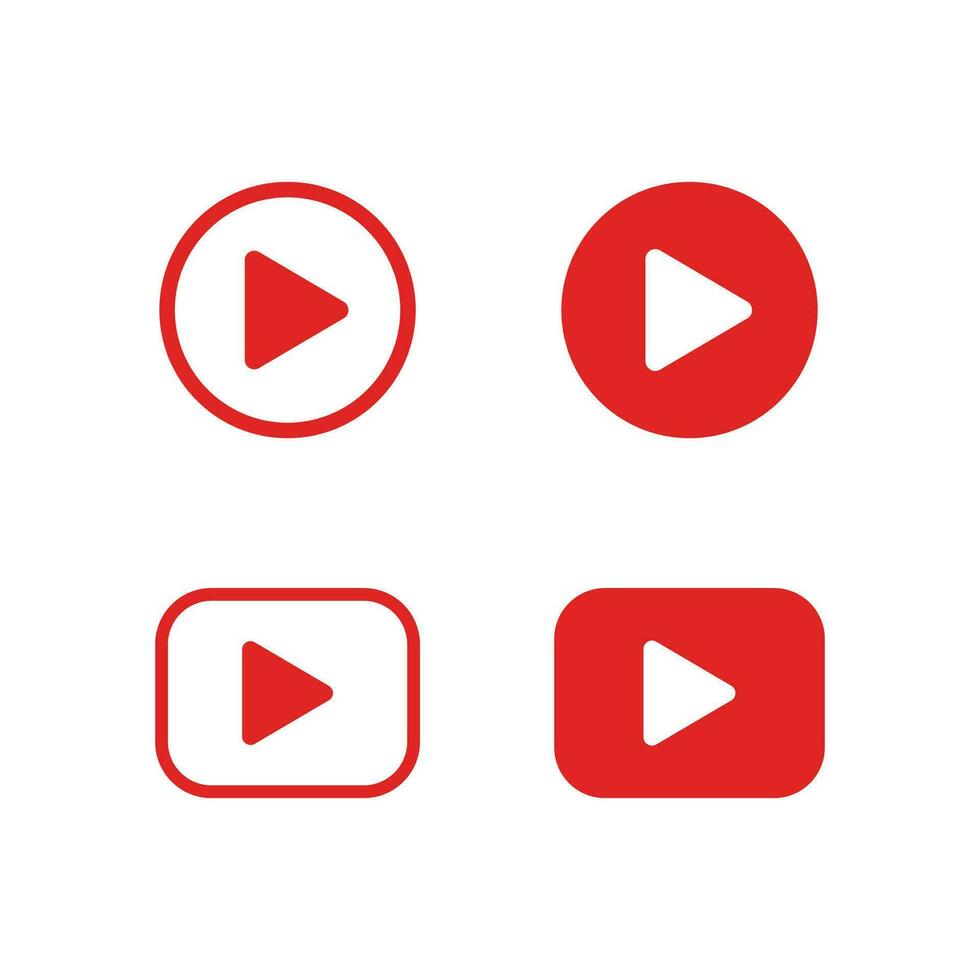 Play icon vector set. Collection of media player icons. Video media player symbol.