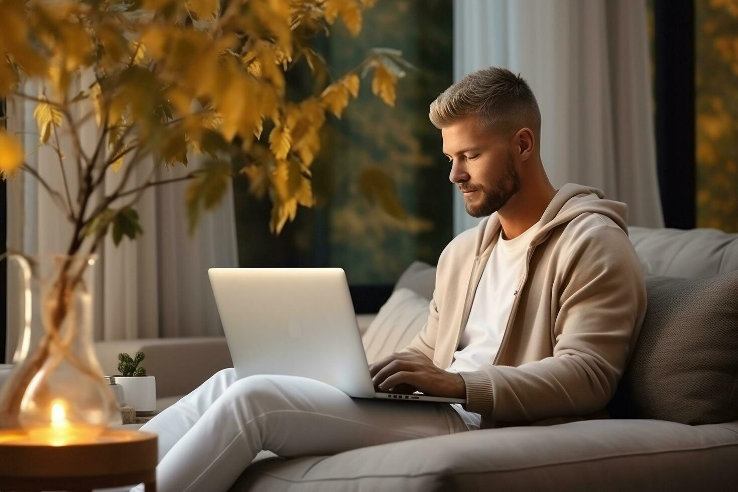 Man works at home photo