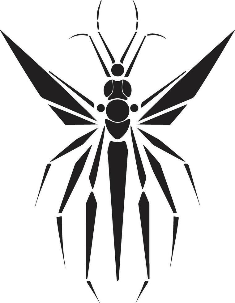 Black and White Bug Symbol Intricate Stick Insect Graphic vector