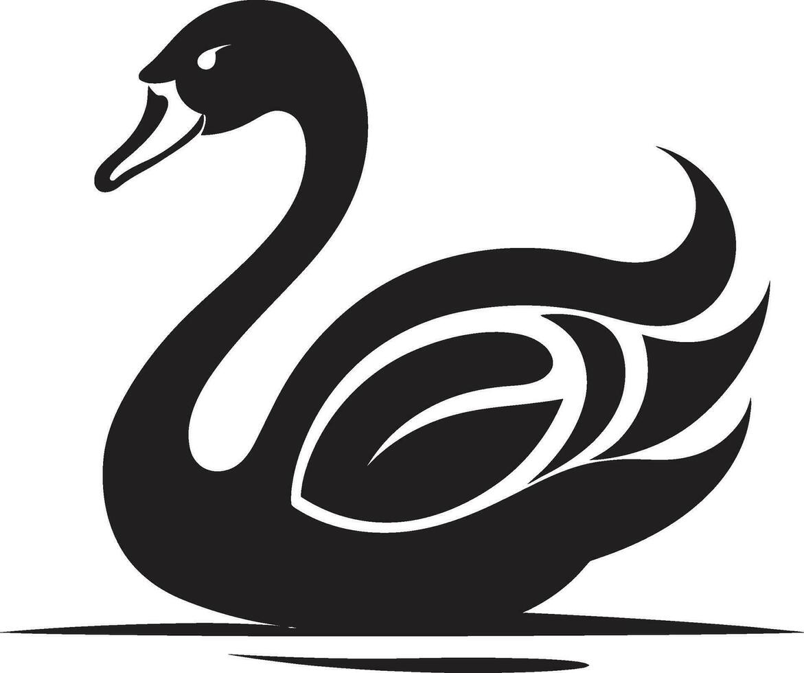 Silhouette Swan Lake Logo Modern Black Swan Illustration vector
