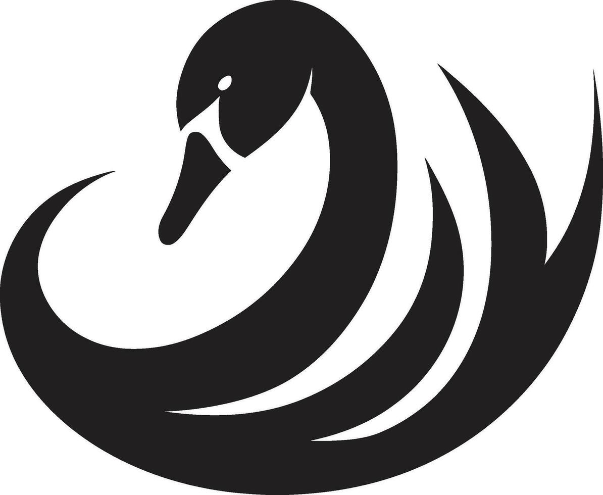 Artistic Swan Badge Line Art Bird Logo vector