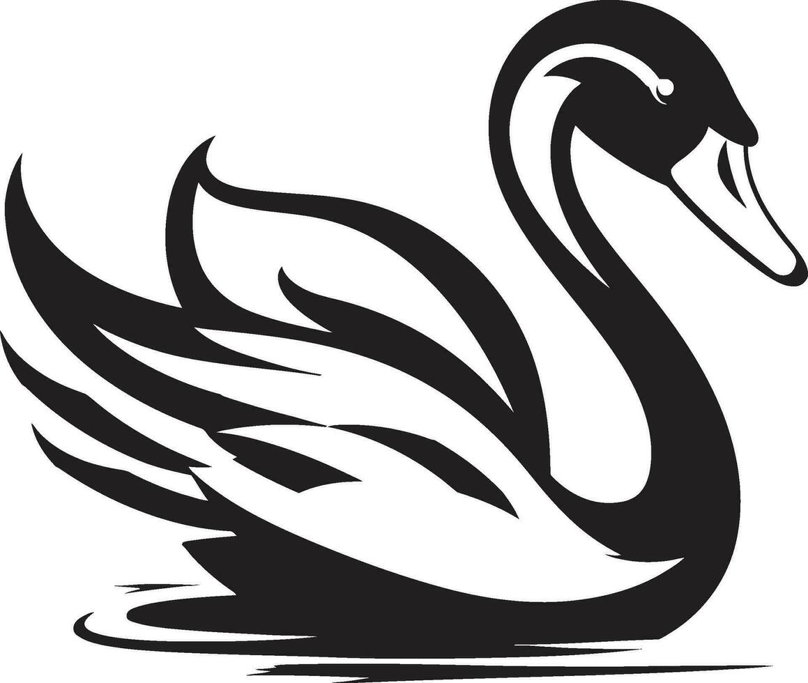 Vectorized Bird Silhouette Swans Beauty in Black vector