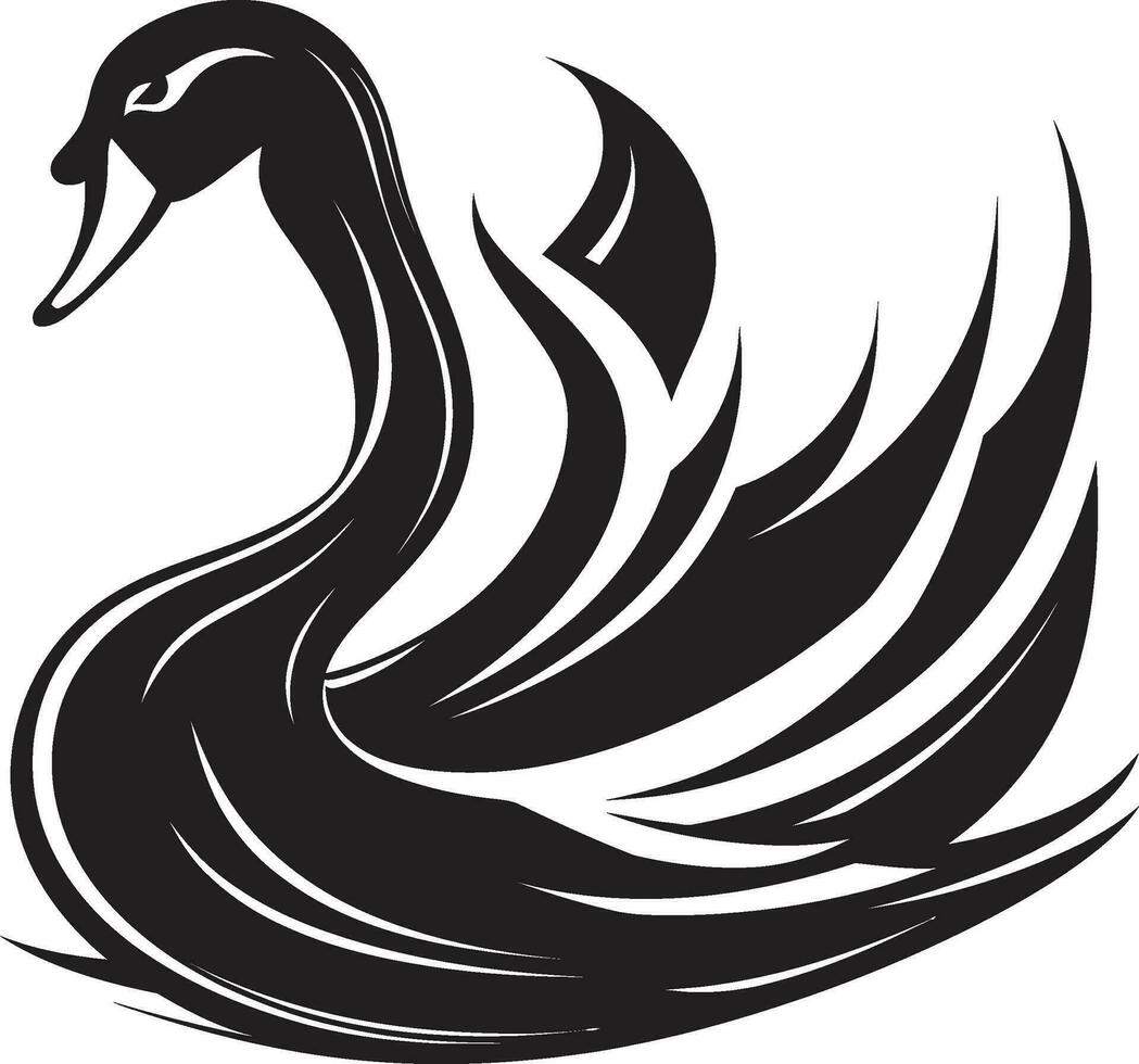 Elegant Bird Silhouette Swan Serenade Icon vector