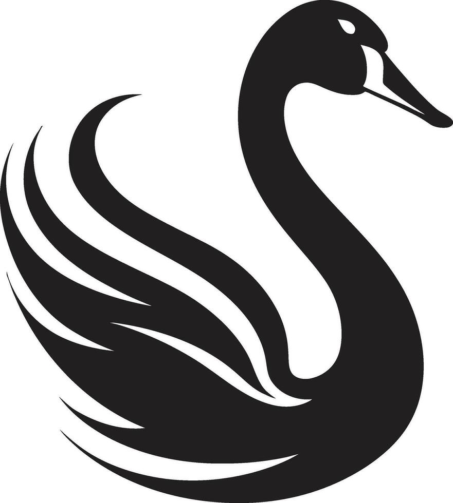 Sculpted Swan Emblem Black Swan Majesty in Vector