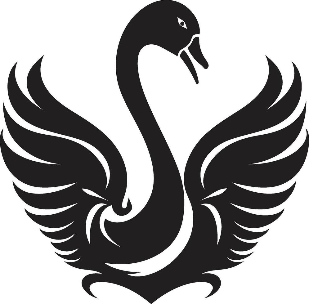 Graceful Swan Glyph Line Art Swan Profile vector