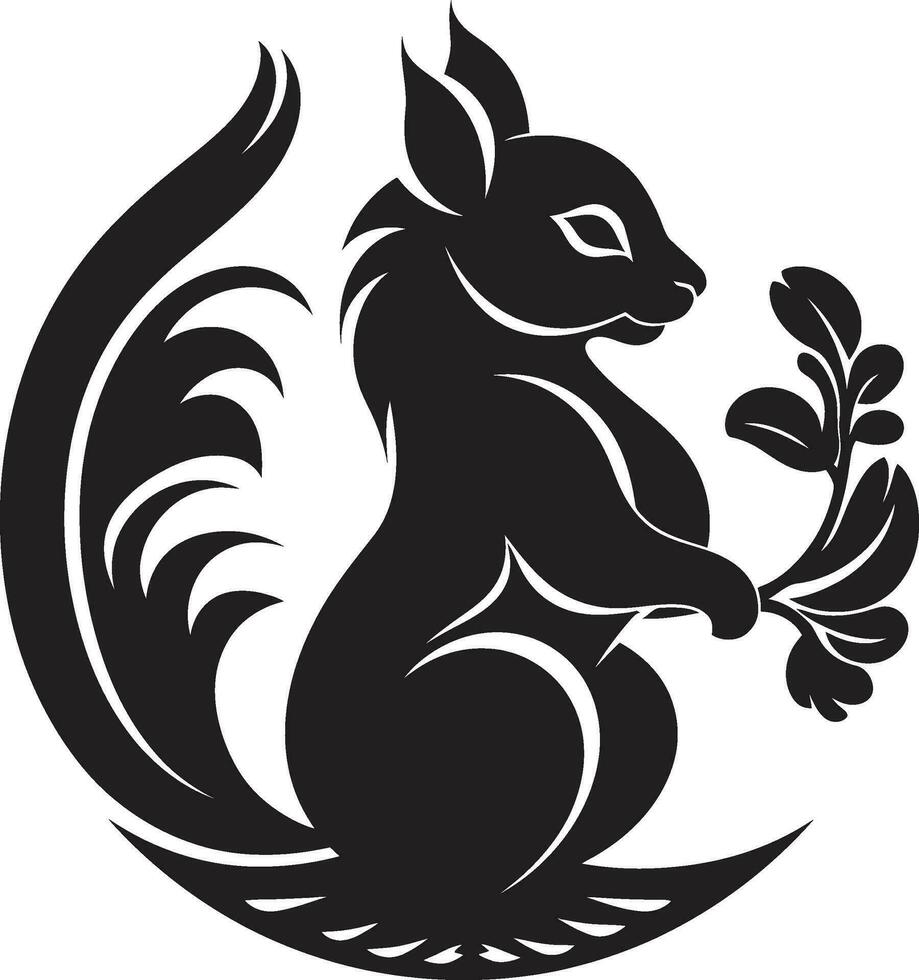 Silhouette Squirrel Icon Glossy Black Squirrel Badge vector