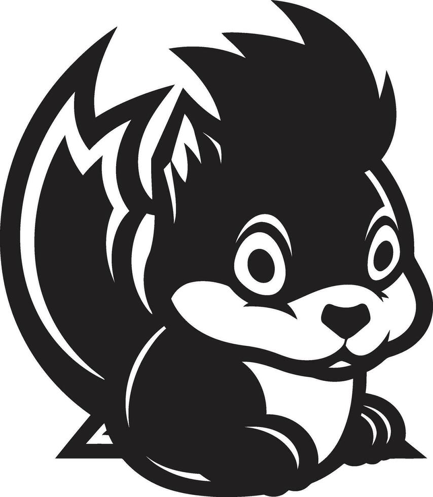 Elegant Ebony Squirrel Icon Blackened Squirrel Badge vector