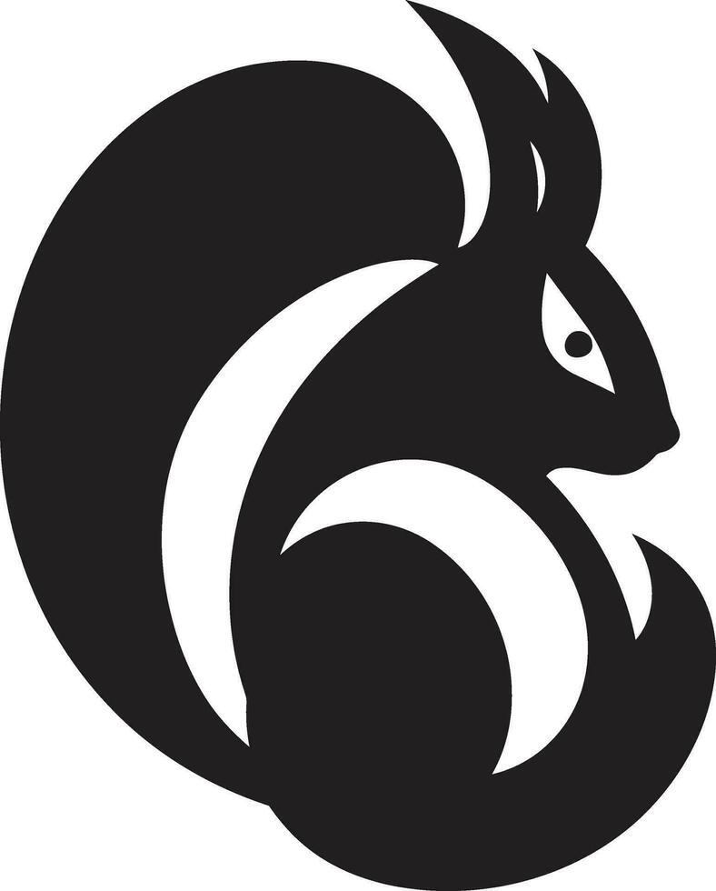 Blackened Squirrel Silhouette Glossy Noir Squirrel Badge vector