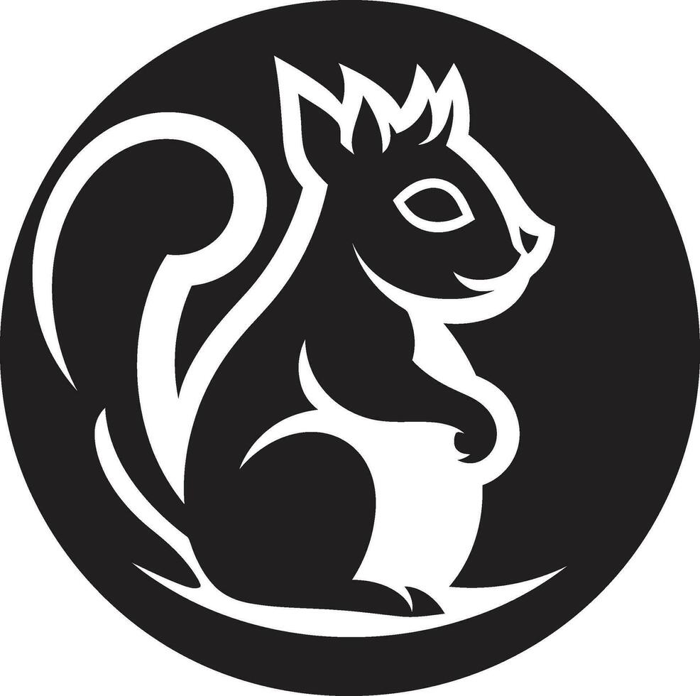 Glossy Obsidian Squirrel Intricate Black Squirrel Badge vector