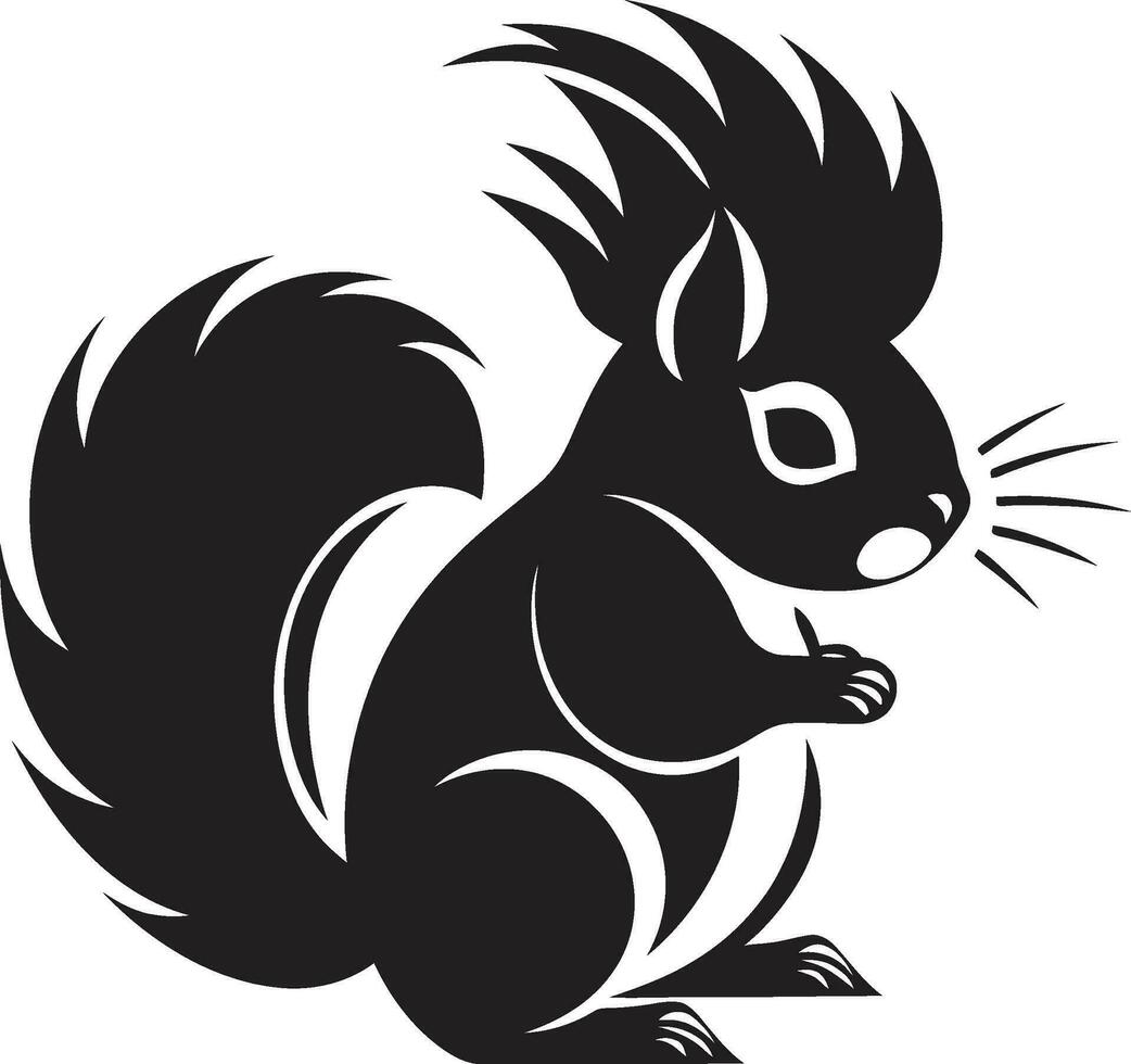 Graceful Squirrel Symbol in Black Sleek Squirrel Vector Emblem