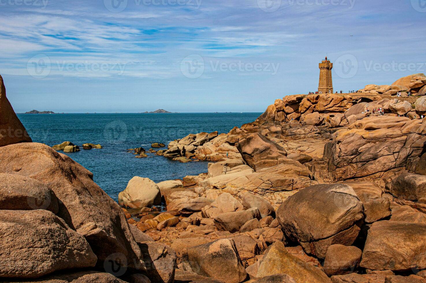 View of Ploumanac'h Lighthouse Mean Ruz Lighthouse - Brittany, France photo