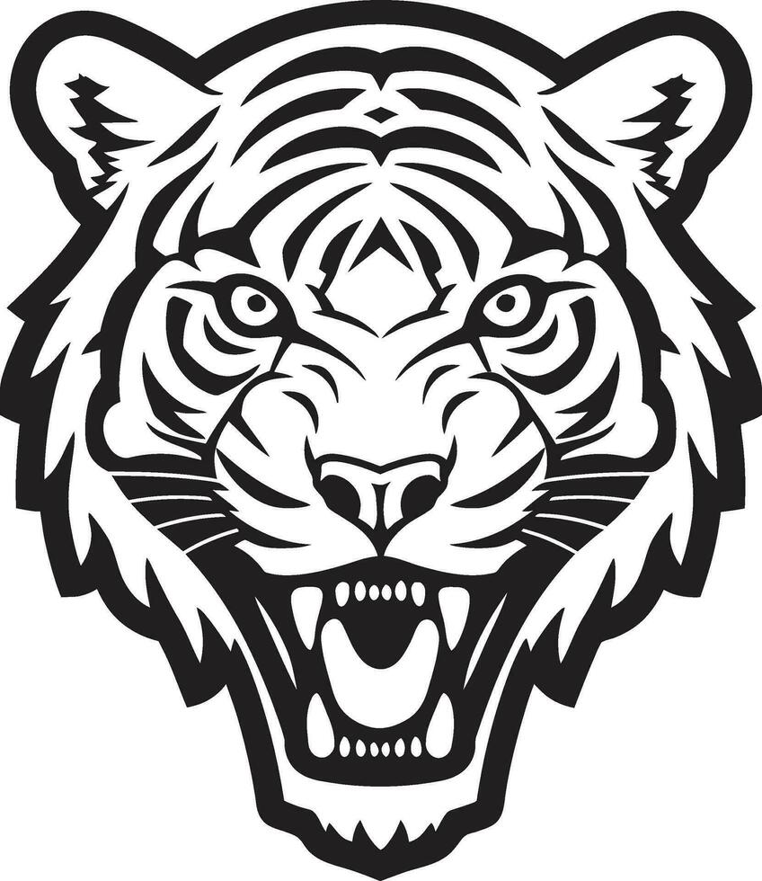 oscuro Tigre cabeza cresta medianoche Tigre iconografía vector