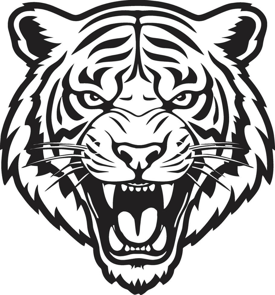 medianoche Tigre iconografía a rayas majestad logo vector