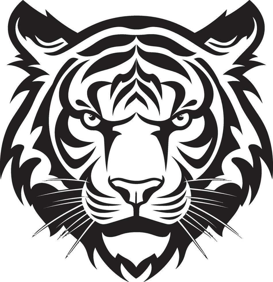 Regal Black Tiger Crest Ferocious Majesty Icon vector
