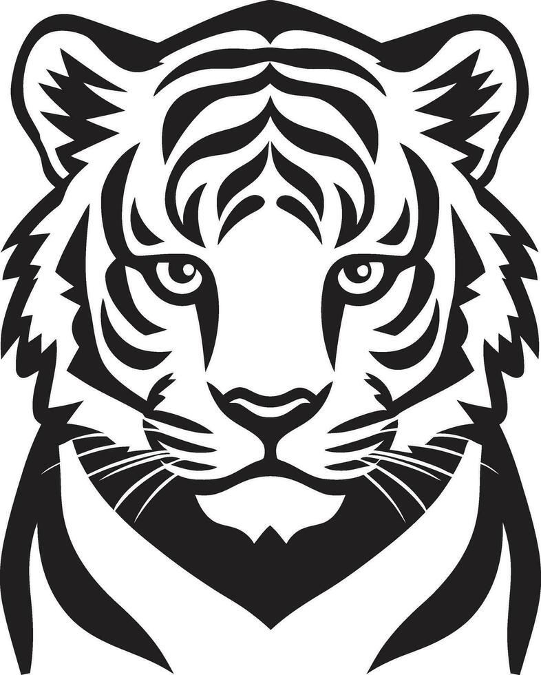 Wild Power Illustration Monochrome Tiger Majesty vector