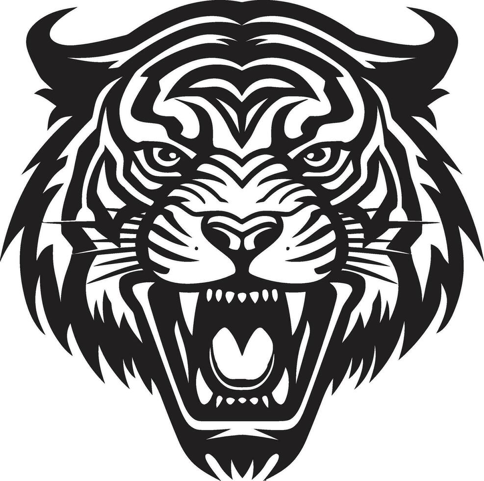 Sinister Tiger King Badge Regal Jungle Cat Icon vector