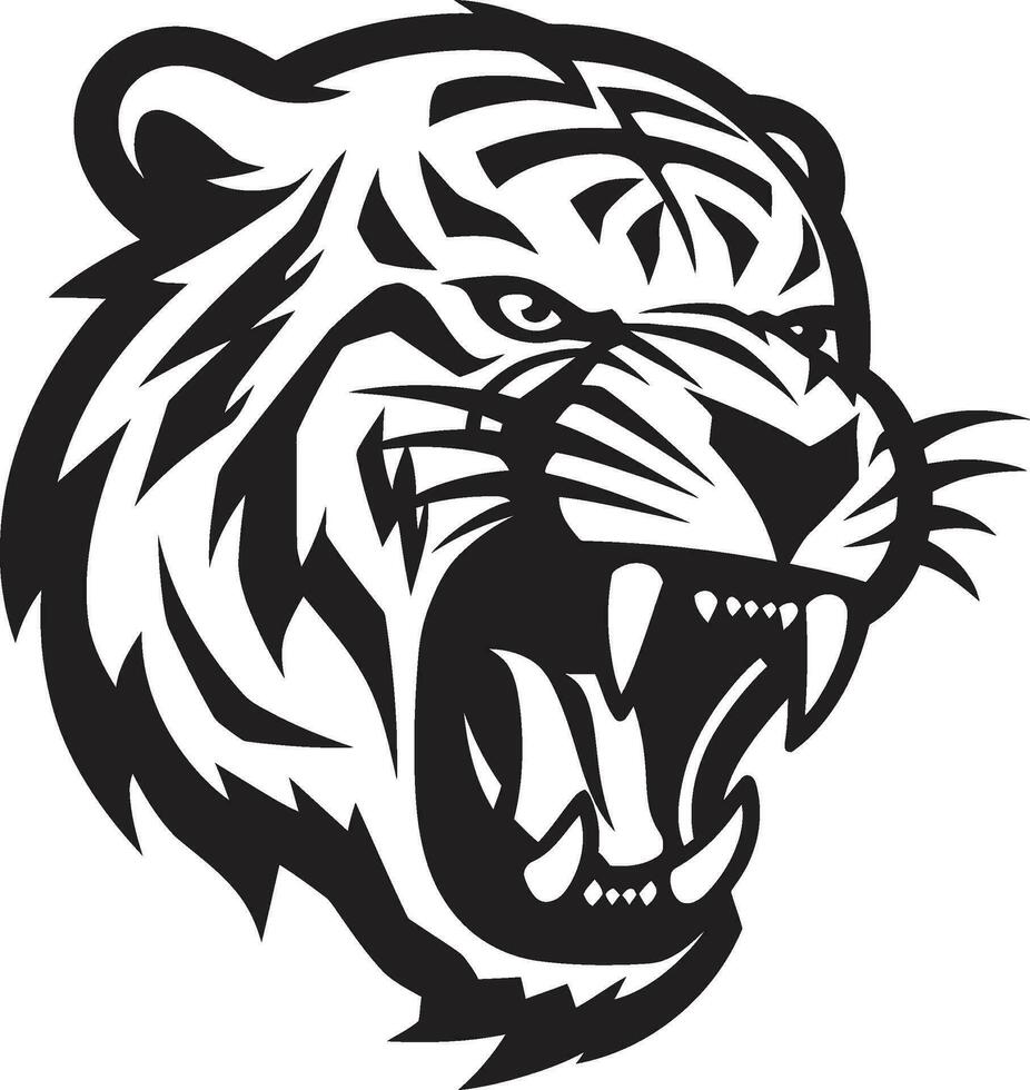 Shadowed Wild Beauty Monochrome Tiger King Symbol vector