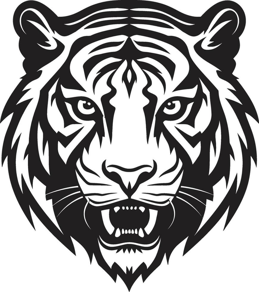 Graceful Tiger Face Logo Shadowed Jungle Ruler vector