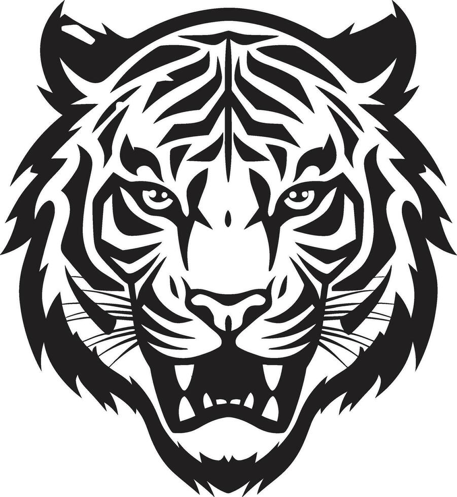 monocromo Tigre Rey símbolo elegante panthera insignias vector