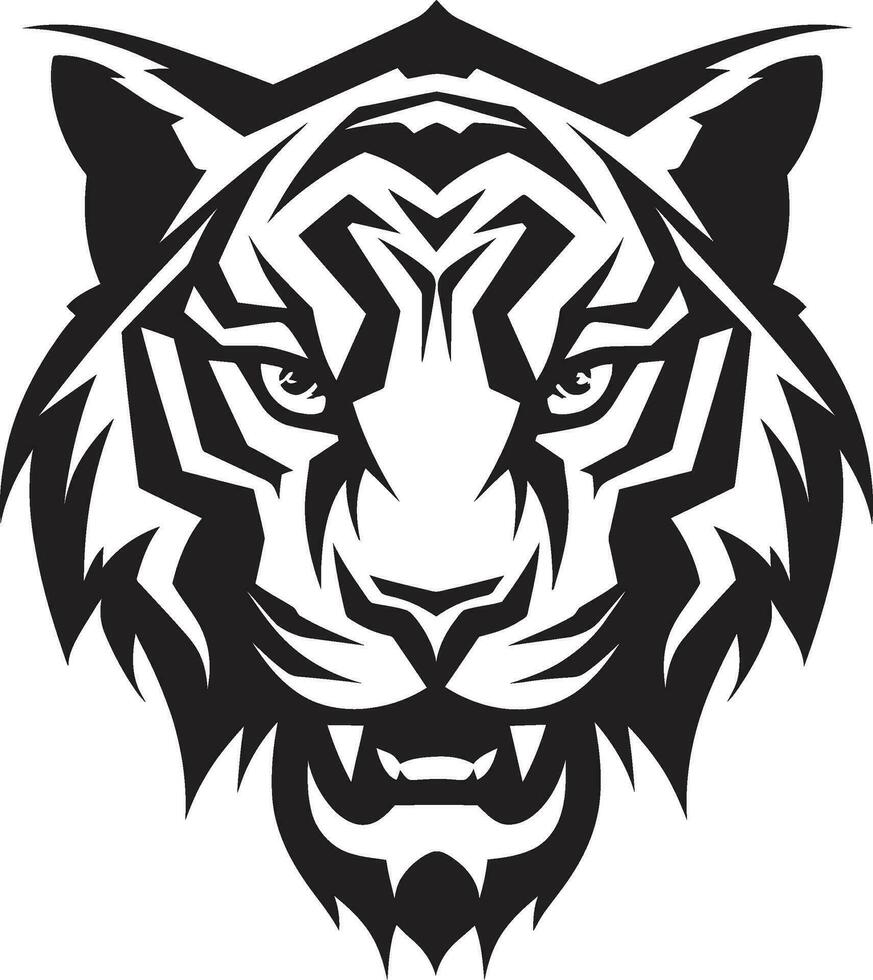 Elegant Jungle Guardian Black Tiger Roar Emblem vector