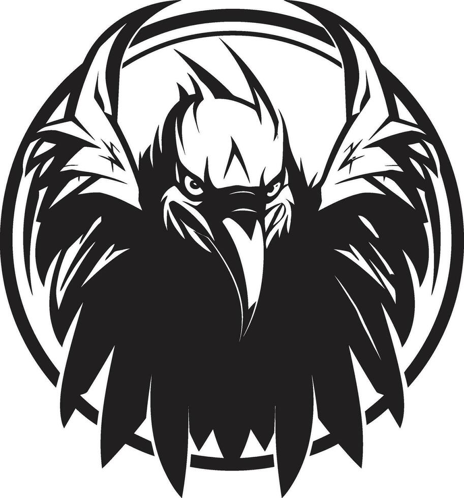 Monochromatic Winged Predator Graceful Vultures Perch Icon vector