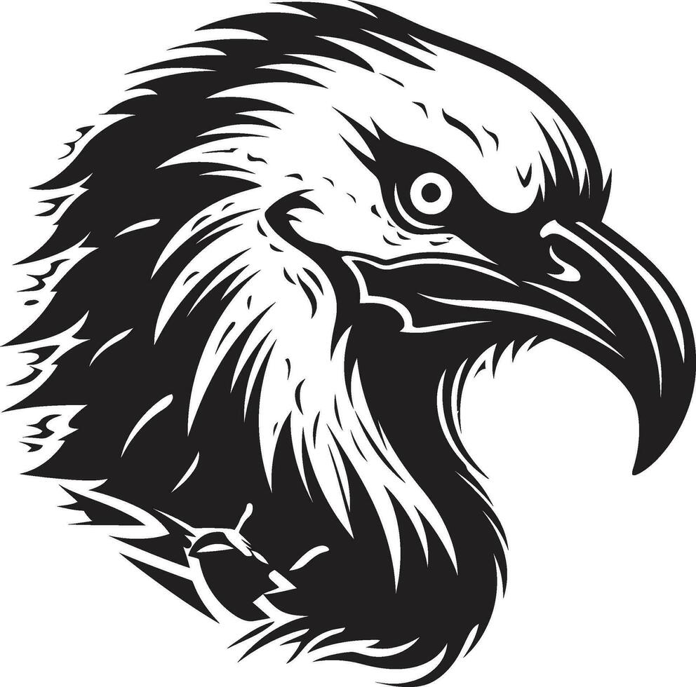 Graceful Vulture Flight Badge Monochrome Carrion Hunter Symbol vector