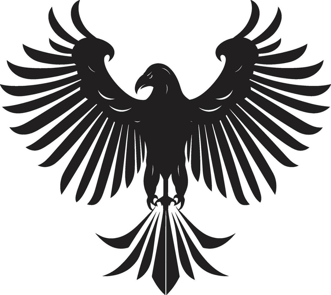 Dark Winged Scavenger Icon Vultures Gaze Insignia vector