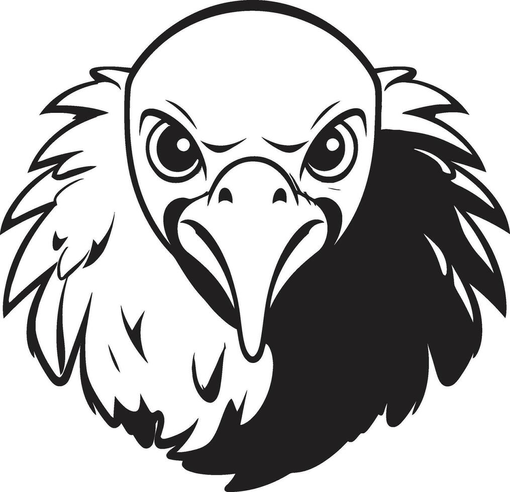 oscuro con alas centinela logo monocromo buitres gallinero vector