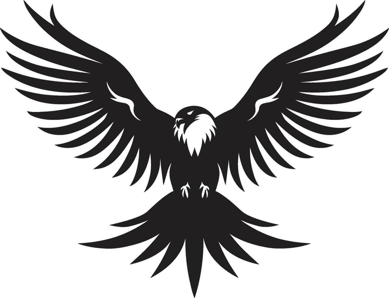 Monochromatic Winged Majesty Crest Vultures Nighttime Domain Logo vector