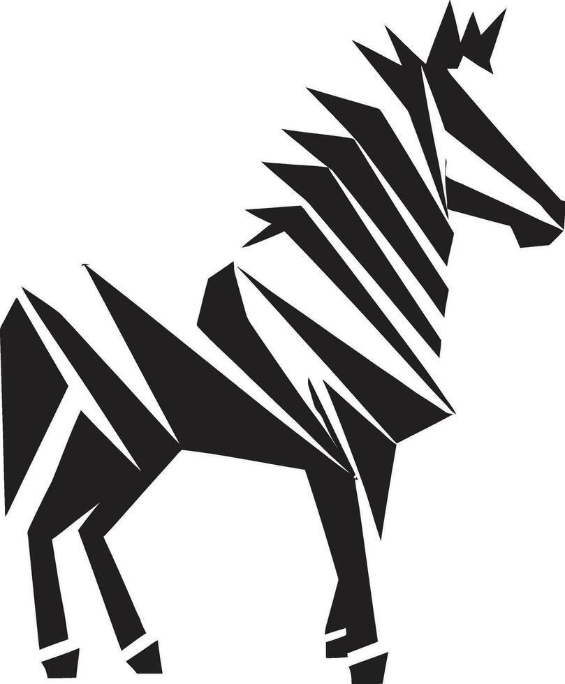 Monochrome Zebra Face Symbol Regal Striped Monochrome Badge vector