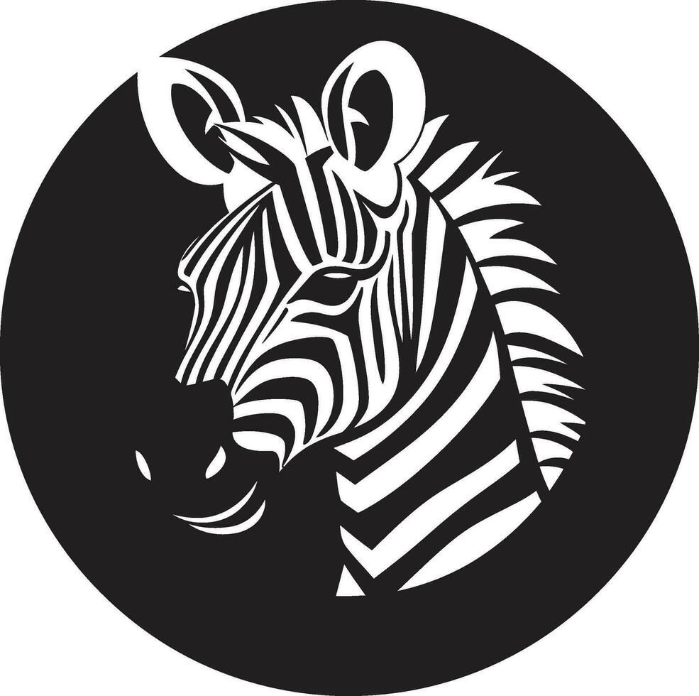 Zebras Silent Stroll Emblem Monochromatic Striped Elegance Crest vector