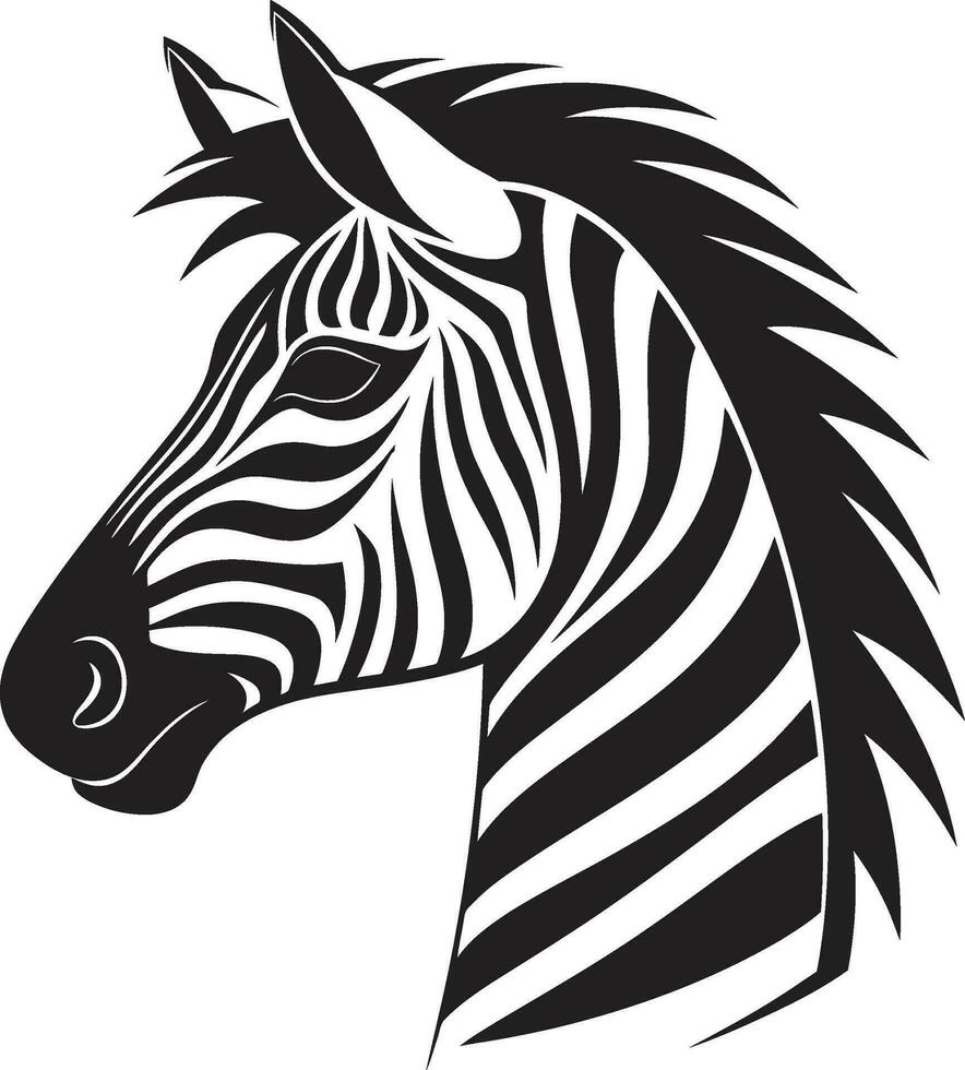 negro y blanco a rayas majestad elegante monocromo equino icono vector