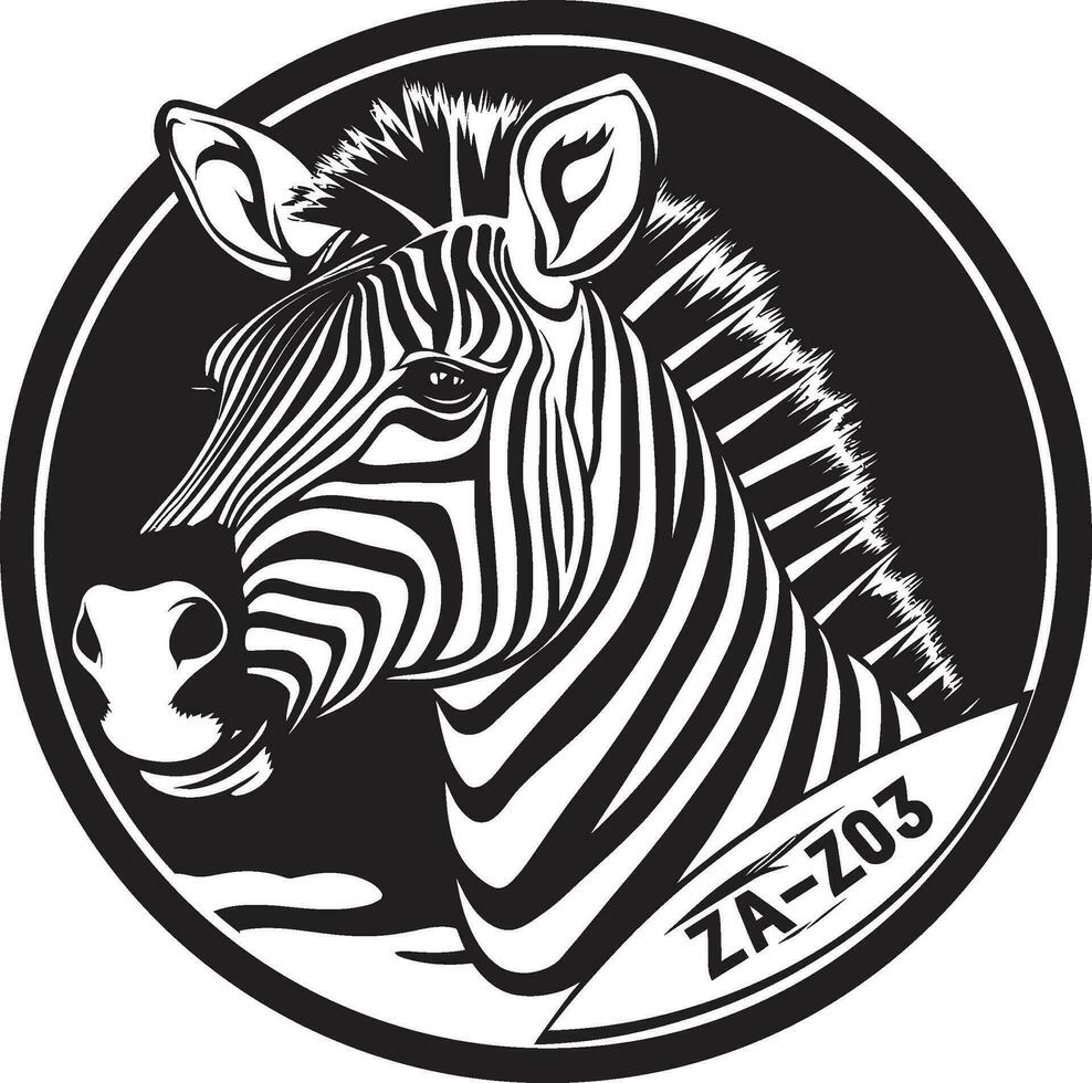 Zebras Regal Majesty Badge Elegant Monochrome Profile vector