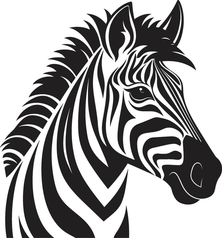 negro y blanco elegancia emblema majestuoso cebra cara logo vector